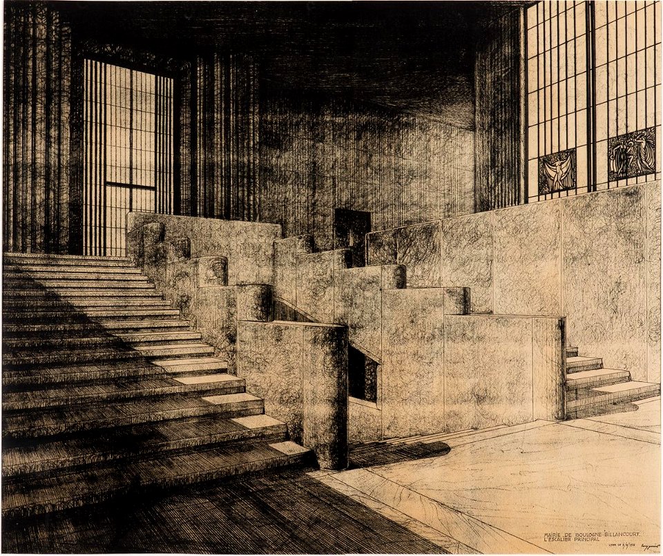 Garnier-Tony, Boulogne-Billancourt, mairie, escalier principal
