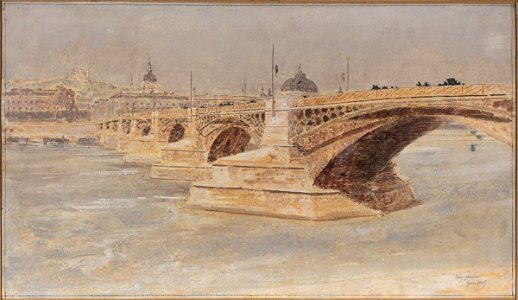 Garnier-Tony, Lyon, pont de la Guillotière, aquarelle