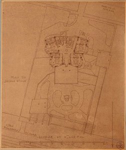 Garnier-Tony, Lyon, projet habitations en bordure du parc de la Tête d'Or, plan au 2eme étage (3)