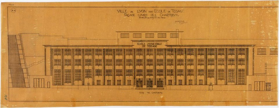 Garnier-Tony, Lyon, école de tissage, façade cours des Chartreux