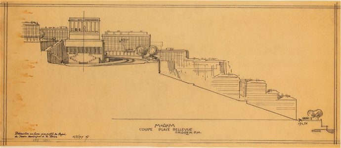 Garnier-Tony, monument aux morts de la Croix-Rousse, coupe place Bellevue