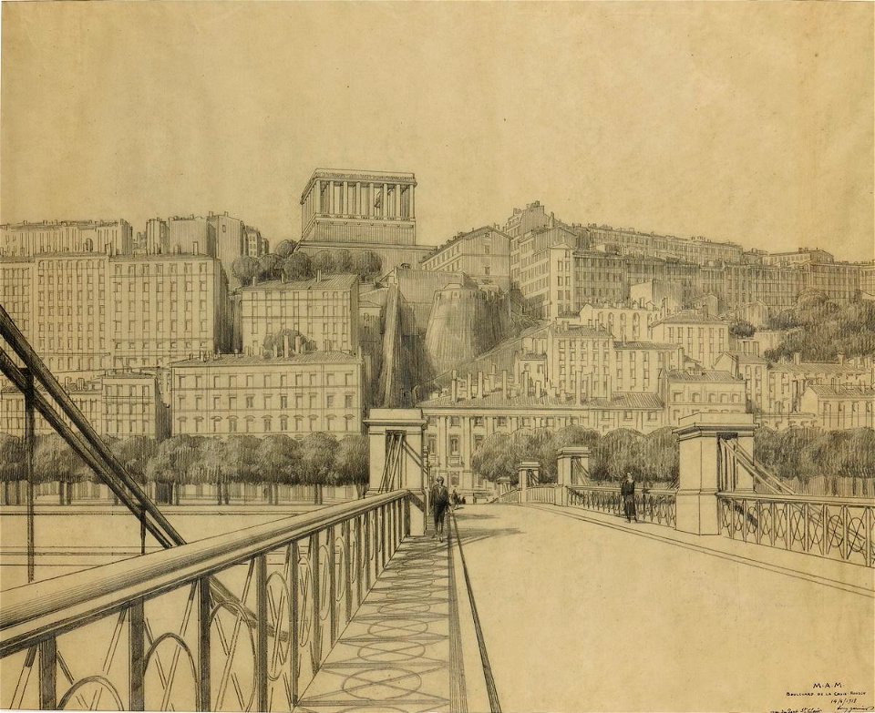 Garnier-Tony, monument aux morts de la Croix-Rousse, vue du pont St Clair