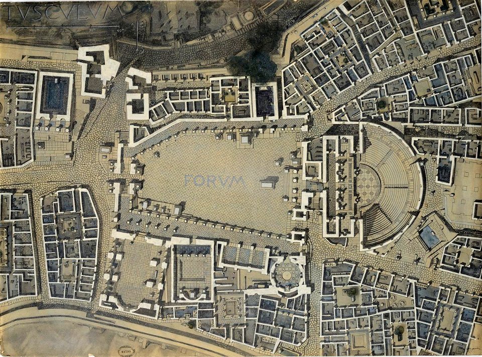 Garnier-Tony, Tusculum, restauration, Forum plan du rez-de-chaussée