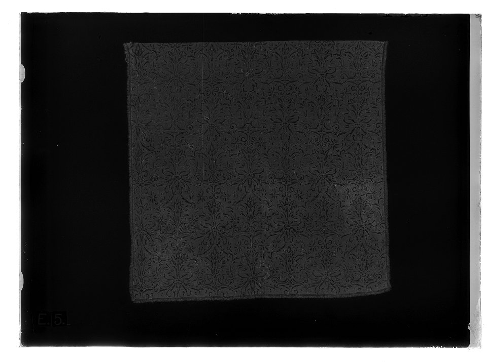 Gardin ur en serie av sex (6006-6011) till drottning Kristinas röda kaross med motiv av lejon och örnar - Livrustkammaren - 60558-negative