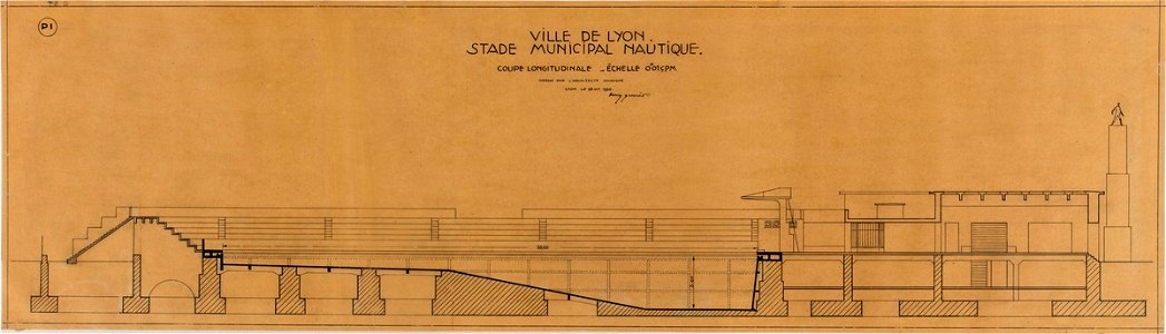 Garnier-Tony, Lyon, stade nautique, coupe longitudinale
