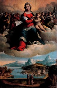 Garofalo - Madonna with the Child in Glory and Holy Ones - Google Art Project. Free illustration for personal and commercial use.