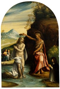 Baptism of Christ by Benvenuto Tisi da Garofalo. Free illustration for personal and commercial use.