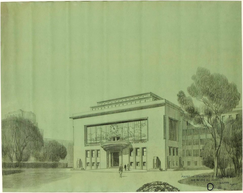 Garnier-Tony, Boulogne-Billancourt, mairie, façade des jardins, projet n° 60