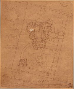 Garnier-Tony, Lyon, projet habitations en bordure du parc de la Tête d'Or, plan au 1er étage (2)
