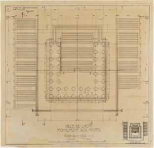 Garnier-Tony, monument aux morts de la Croix-Rousse, plan au niveau C.D