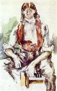 Garçon au gilet rouge, par Paul Cézanne, aquarelle, Yorck