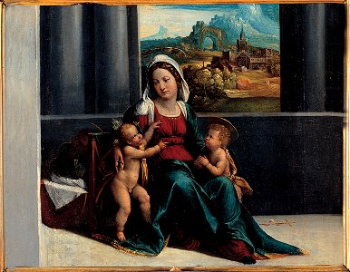 Garofalo's workshop - Madonna with the Child and St. John - Google Art Project. Free illustration for personal and commercial use.