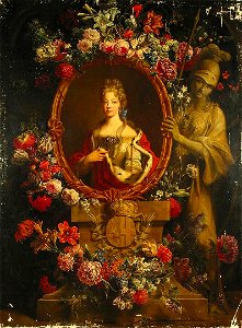Gaspar Peeter Verbruggen (II) - Portrait of Maria Luisa of Savoy in the Frame Decorated with Flowers