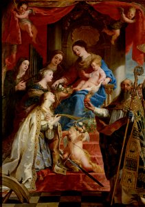 Gaspar de Crayer - Virgin with child and saints Maria Magdalen, Cecilia, Dorothea, Catharina and Augustine