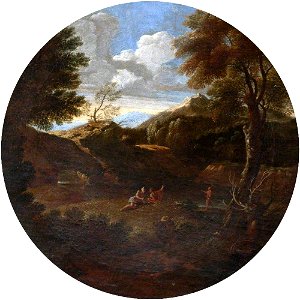 Gaspard Dughet (1615-1675) (after) - Classical Landscape and Figures in a Tondo - 872558 - National Trust