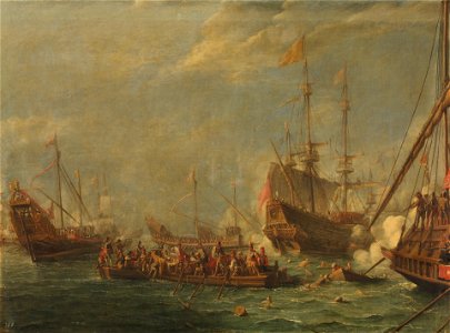 Gaspar van Eyck - Naval Battle between Turks and Maltese