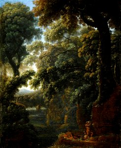 Gaspard Dughet (1615-1675) (style of) - Wooded Landscape with Figures Bathing by a Cascade - 959444 - National Trust