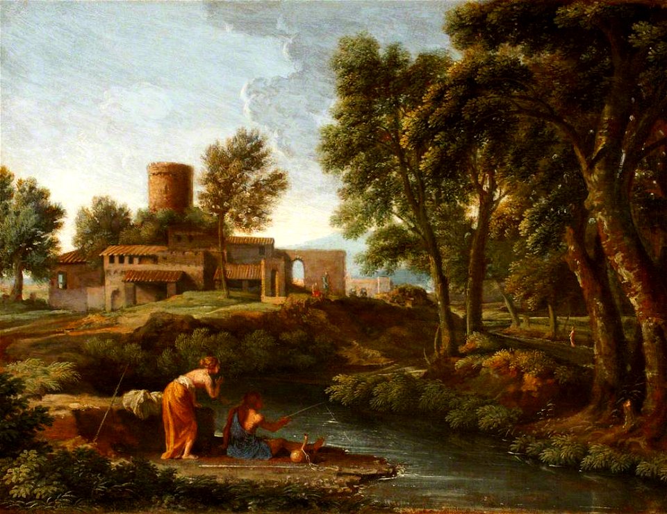 Gaspard Dughet (1615-1675) - Landscape with a Man Fishing - 486143 - National Trust