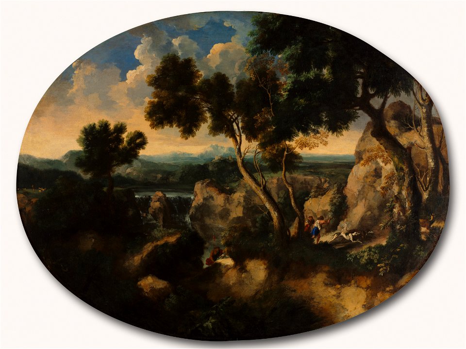 Gaspard Dughet - Rocky Landscape with Hunters - 1970.30 - Cleveland Museum of Art