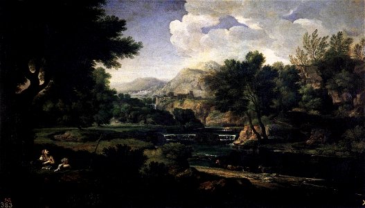 Gaspard Dughet - Landscape with Magdalen Worshipping the Cross - WGA6840