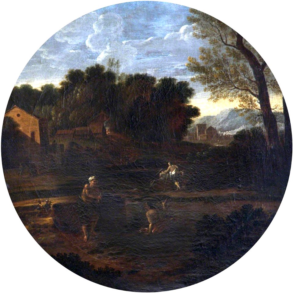 Gaspard Dughet (1615-1675) (after) - Classical Landscape and Figures in a Tondo - 872557 - National Trust