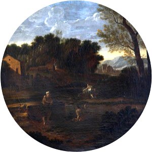Gaspard Dughet (1615-1675) (after) - Classical Landscape and Figures in a Tondo - 872557 - National Trust
