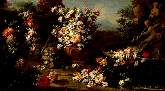 Gaspare Lopez, gen. Lopez dei Fiori - Blumen mit Parklandschaft - GG 1664 - Kunsthistorisches Museum