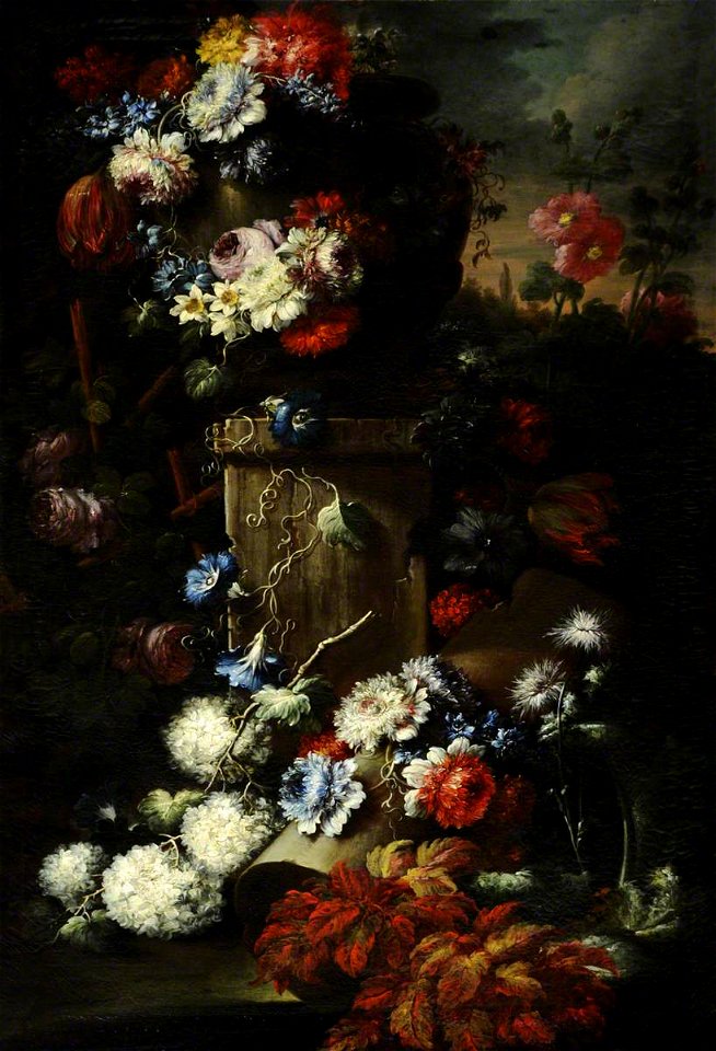 Gasparo Lopez (1650-1732) - A Garland of Flowers with Ruined Masonry - 959527 - National Trust