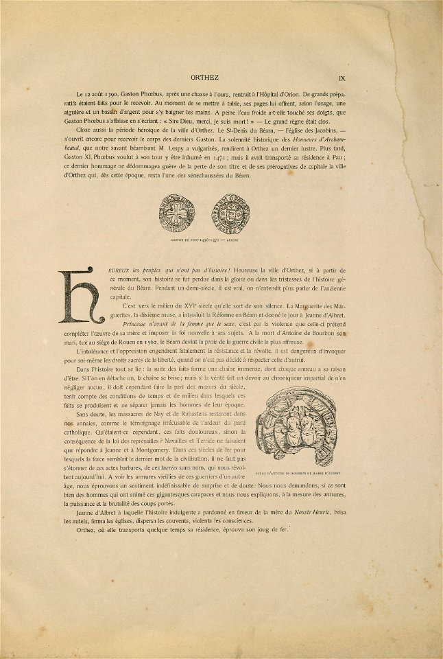 Gaston de Foix (1436-1471) - argent - Sceau d'Antoine de Bourbon et Jeanne d'Albret - Fonds Ancely - B315556101 A LAFOND 2 013