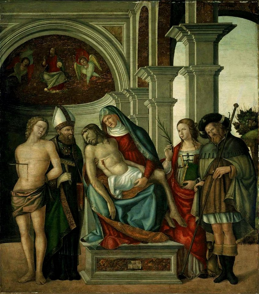 Gaspare Negro - Virgin Holding the Dead Christ, with Saints Sebastian, Blaise, Margaret and James the Great - Museum of Fine Arts, Boston