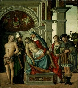 Gaspare Negro - Virgin Holding the Dead Christ, with Saints Sebastian, Blaise, Margaret and James the Great - Museum of Fine Arts, Boston