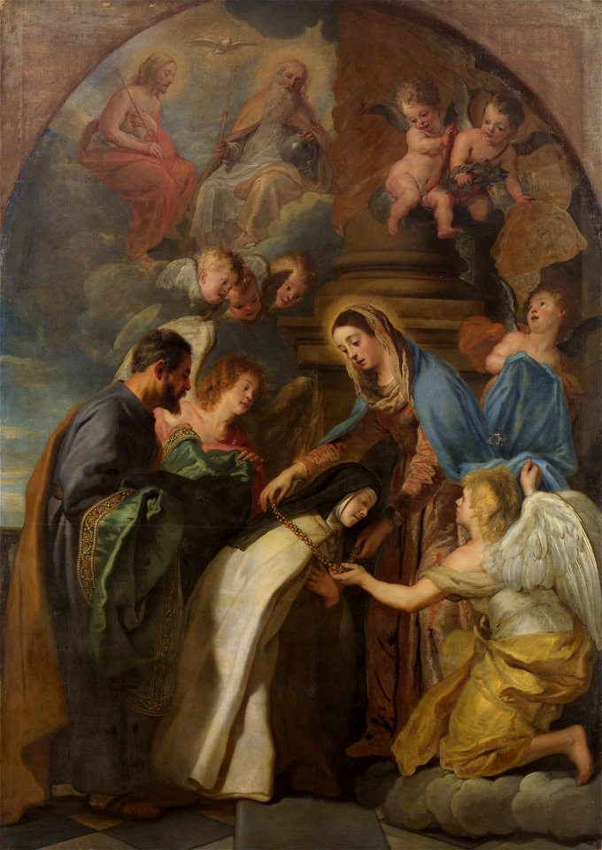 Gaspar de Crayer - St Theresa receiving a gold chain and a mantle embroidered with gold from the Virgin