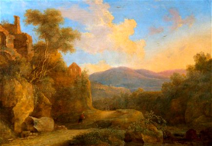Gaspar de Witte (1624-1681) - A Rocky Wooded Landscape with a Figure on a Path - 1257162 - National Trust