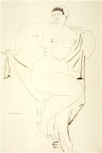 Gaston Lachaise, 'Standing Nude with Drapery', 1891, ink and graphite drawing