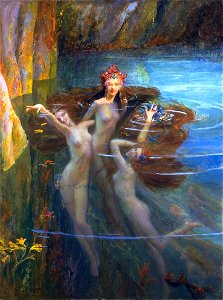 Gaston Bussiere — The Nereides. Free illustration for personal and commercial use.