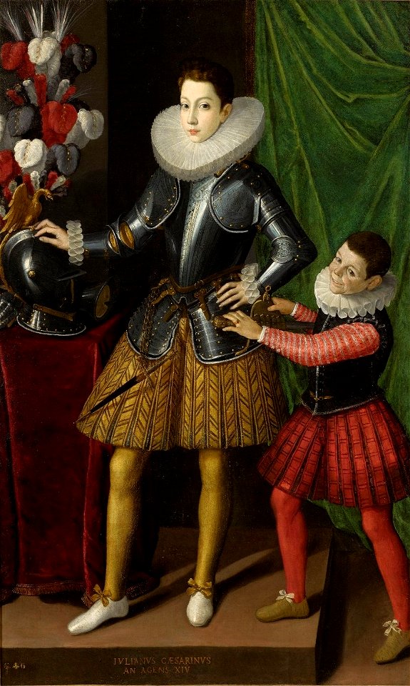 Portrait of Giuliano Ii Cesarini, Age 14, with His Page by Gervasio Gatti