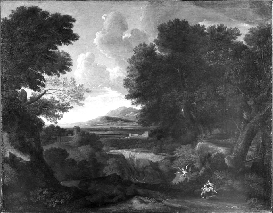 Gaspard Dughet - Hagar and Ishmael in a Southern Wooded Landscape - 2000.91 - Fogg Museum