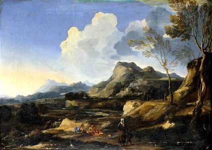 Gaspard Dughet - Italianate Landscape - WGA6839. Free illustration for personal and commercial use.