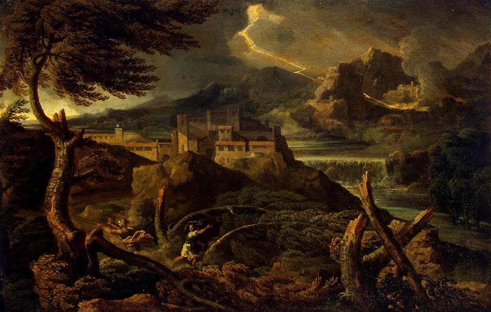 Gaspard Dughet - Landscape with Lightning - WGA6843