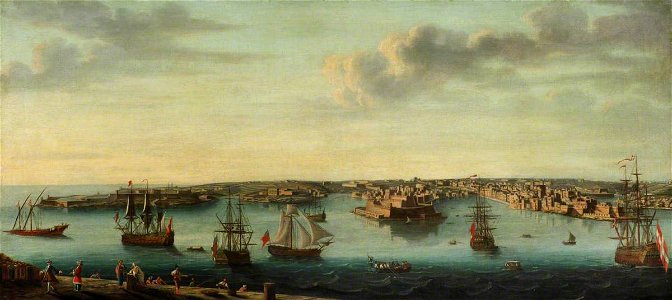 Gaspare Vanvitelli (1653-1736) (follower of) - Shipping off Malta - BHC1891 - Royal Museums Greenwich