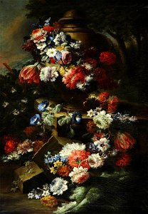 Gasparo Lopez (1650-1732) - A Garland of Flowers Draped around an Urn - 959528 - National Trust