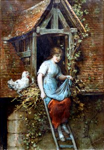 Gathering Eggs by Hendricus-Jacobus Burgers