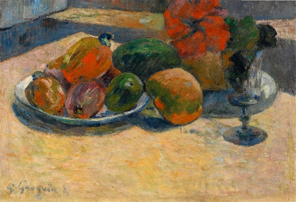 Gauguin Nature morte aux mangos et à la fleur d'hibiscus