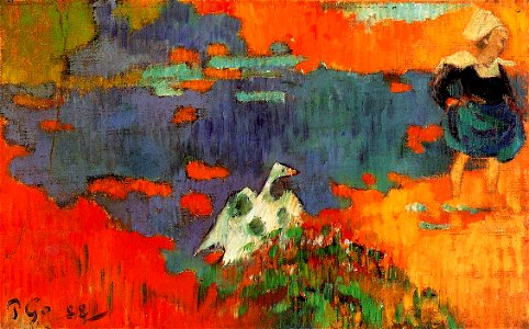 Gauguin 1888 Bretonne et oie au bord de l'eau