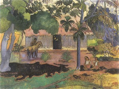 Gauguin 1891 Te fare maori. Free illustration for personal and commercial use.