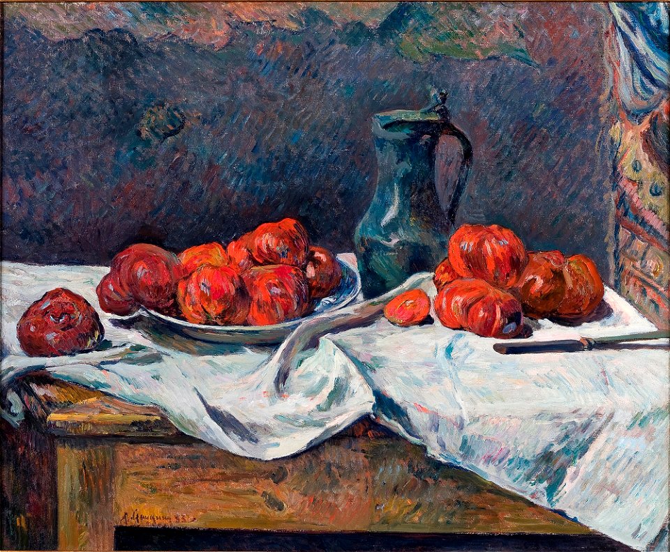 Gauguin 1883 Tomates et pot d'étain sur une table