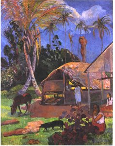 Gauguin - Die schwarzen Schweine - 1891. Free illustration for personal and commercial use.