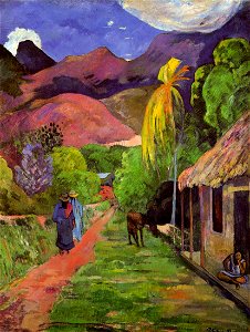 Gauguin - Rue de Tahiti. Free illustration for personal and commercial use.