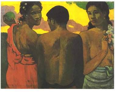 Gauguin - Drei Tahitier - 1899. Free illustration for personal and commercial use.