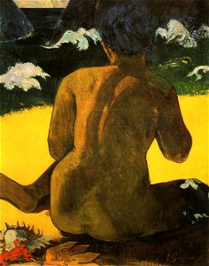 Gauguin - Frau am Ufer - 1892. Free illustration for personal and commercial use.